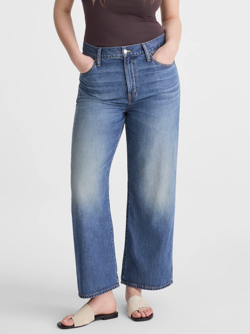 MADEWELL The Perfect Vintage Wide Leg Crop Jean Size 28 Solstice Airy Denim Boho